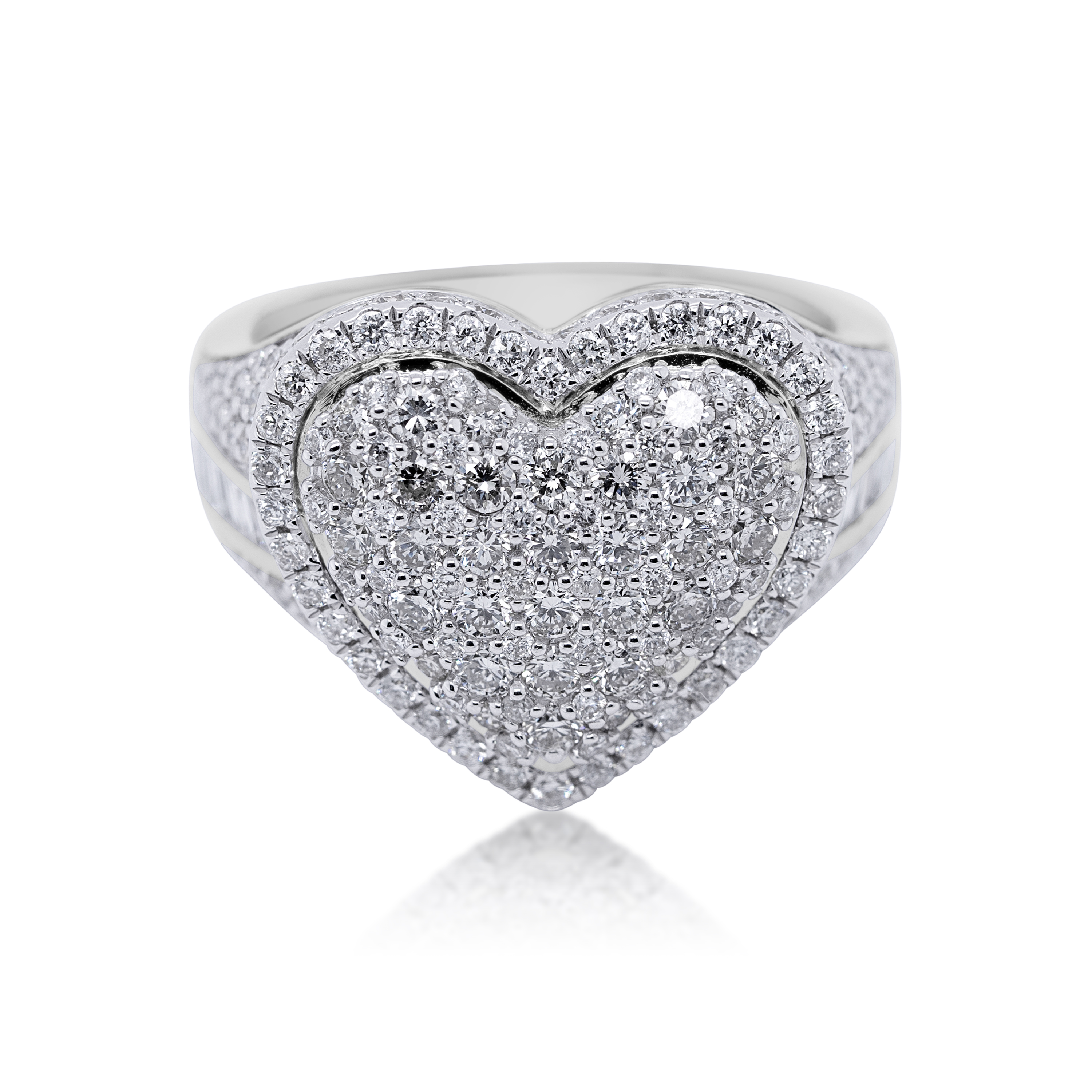 Diamond Heart Ring 2.26 ct. 14K White Gold